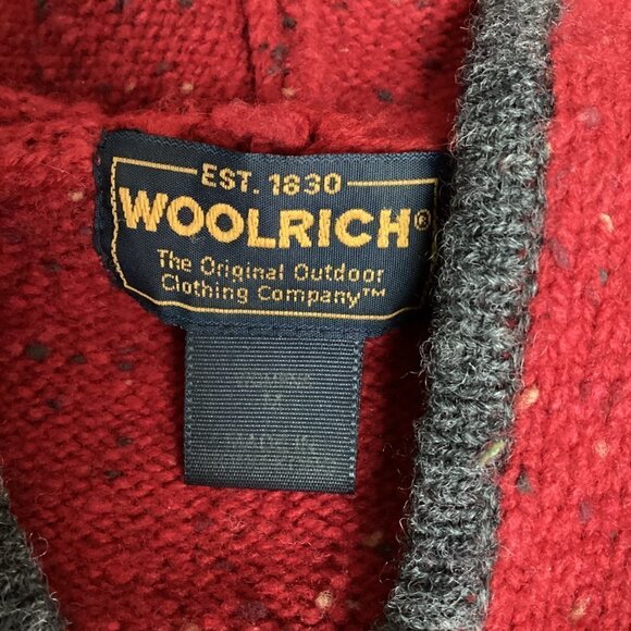 Woolrich Beaded Nordic Hooded Zip Vest Lambswool Blend M Red 33R - Picture 7 of 9